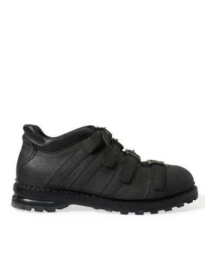 Shop Dolce & Gabbana Black Leather Strap Men Ankle Boots Shoes