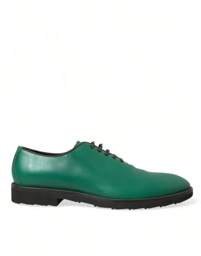 Shop Dolce & Gabbana Green Leather Lace Up Oxford Dress Shoes