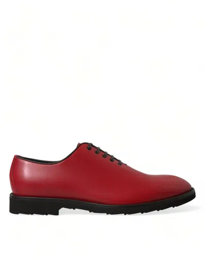 Shop Dolce & Gabbana Red Leather Lace Up Oxford Men Dress Shoes