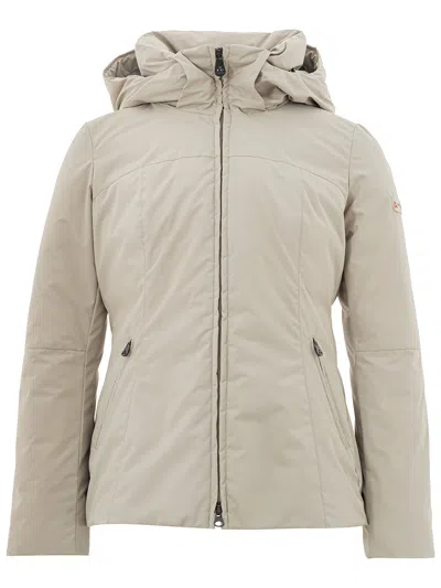 Shop Peuterey Hooded Quilted Beige Jacket