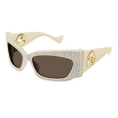 Shop Gucci Eyewear Sunglasses In Ivory