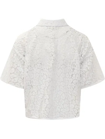 Shop Michael Kors Michael  Lace Crop Dwn Shirt In White