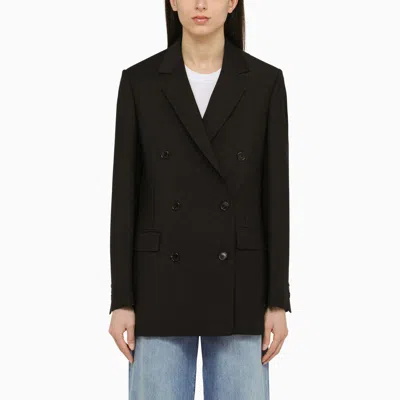 Shop Loewe | Black Double-breasted Jacket In Wool And Mohair