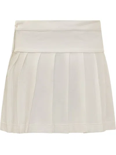 Shop Palm Angels Monogram Pleat Skirt In White