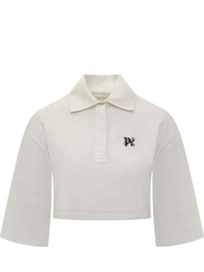 Shop Palm Angels Polo Shirt With Logo In White