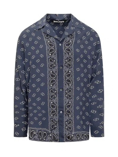 Shop Palm Angels Shirt With Paisley Pattern In Blue