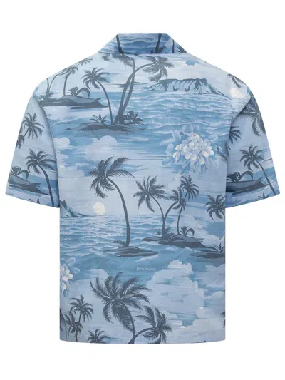 Shop Palm Angels Sunset Pattern Shirt In Blue