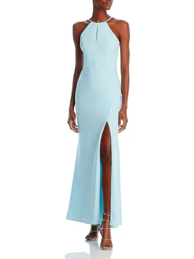Shop Aqua Womens Embellished Strap Long Evening Dress In Blue