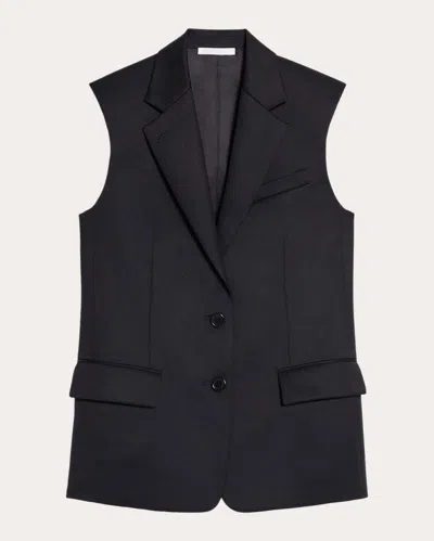 Shop Helmut Lang Women's Wool Blazer Vest In Black