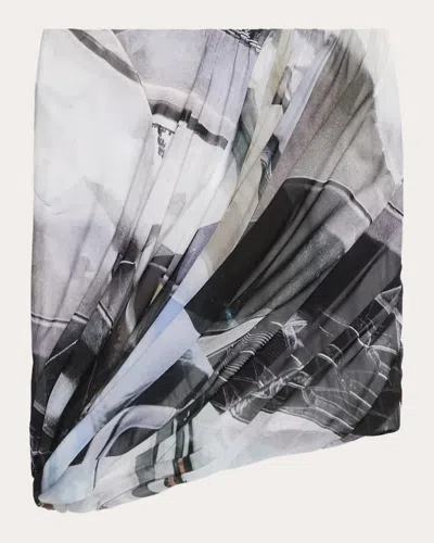 Shop Helmut Lang Women's Printed Silk Bubble Skirt In Silver Car Print