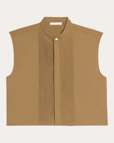 Shop Helmut Lang Women's Sleeveless Tuxedo Shirt In Brown