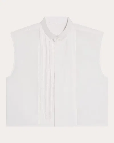 Shop Helmut Lang Women's Sleeveless Tuxedo Shirt In White
