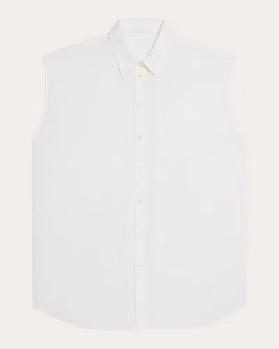 Shop Helmut Lang Women's Sleeveless Longline Shirt In White