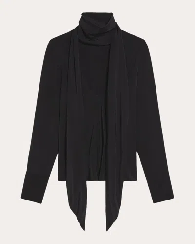 Shop Helmut Lang Women's Scarf Silk Blouse In Black