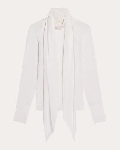 Shop Helmut Lang Women's Scarf Silk Blouse In White