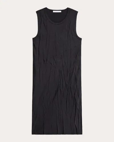Shop Helmut Lang Women's Crushed Satin Tank Dress In Black