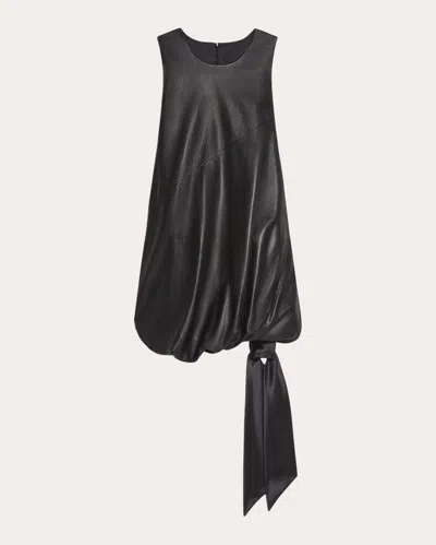 Shop Helmut Lang Women's Leather Bubble Mini Dress In Black