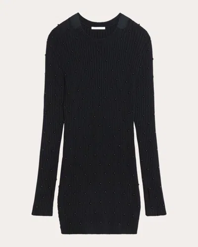 Shop Helmut Lang Women's Embellished Sweater Mini Dress In Black