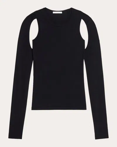 Shop Helmut Lang Women's Cutout Cotton Sweater In Black