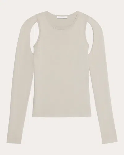 Shop Helmut Lang Women's Cutout Cotton Sweater In Neutrals