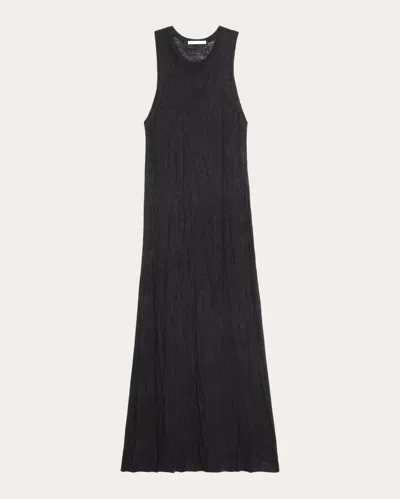 Shop Helmut Lang Women's Sleeveless Crushed Knit Maxi Dress In Black