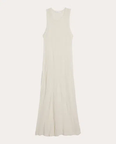 Shop Helmut Lang Women's Sleeveless Crushed Knit Maxi Dress In White