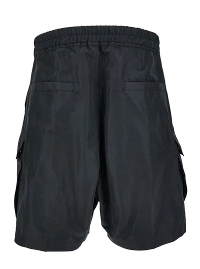 Shop Rick Owens Black Bermuda Shorts With Drawstring And Patch Pockets In Tech Fabric Man
