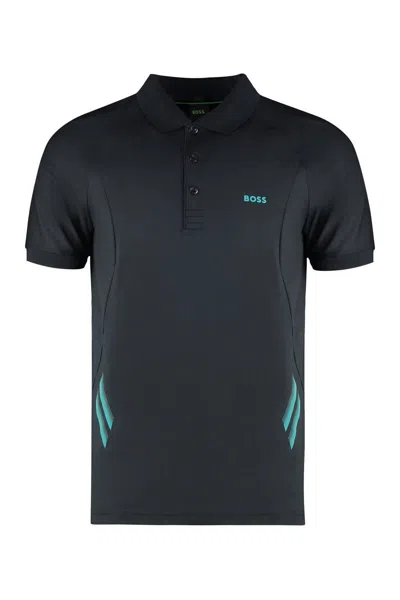 Shop Hugo Boss Boss Technical Fabric Polo Shirt In Blue
