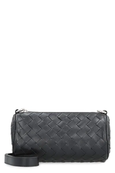 Shop Bottega Veneta Barrel Leather Crossbody Bag In Black