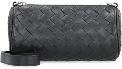 Shop Bottega Veneta Barrel Leather Crossbody Bag In Black