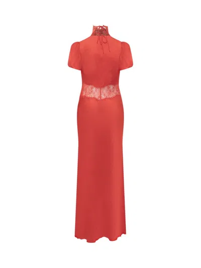 Shop De La Vali Pavlova Long Dress In Red