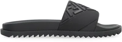 Shop Fendi Rubber Slides In Black