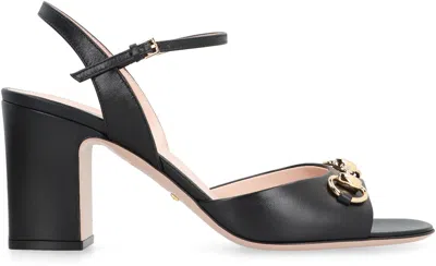 Shop Gucci Leather Sandals In Black