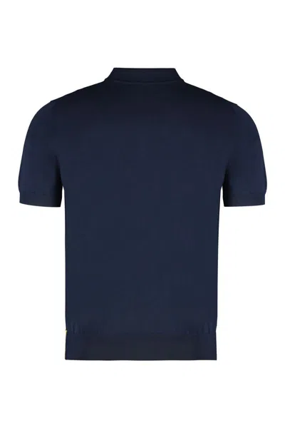 Shop K-way Pleyne Knitted Cotton Polo Shirt In Blue