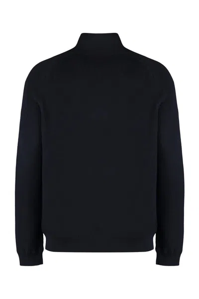 Shop Moncler Cotton Blend Sweater In Blue
