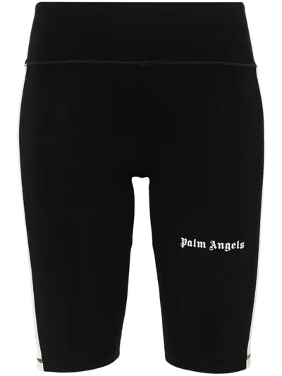 Shop Palm Angels Cyclist Track Shorts With Print In Black