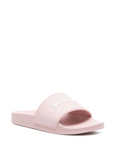 Shop Palm Angels Embossed Slide Sandals In Pink & Purple