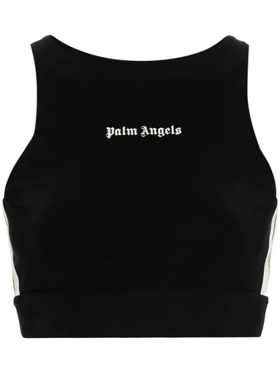 Shop Palm Angels Sports Top With Print In Black