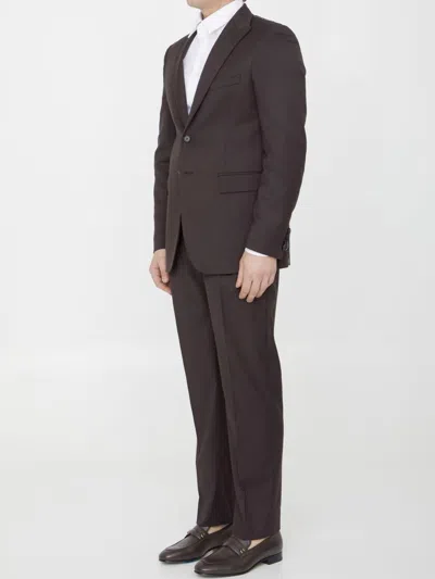 Shop Tonello Suit In Viscose Blend In Brown