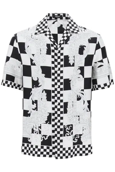 Shop Versace Printed Silk Bowling Shirt In Eight In Multicolor