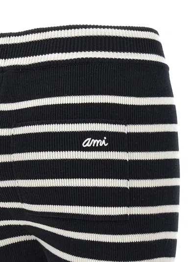 Shop Ami Alexandre Mattiussi Ami Paris Striped Knitted Shorts In White/black