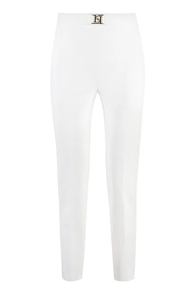 Shop Elisabetta Franchi Crêpe Trousers In White