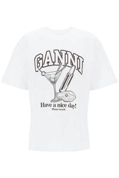 Shop Ganni Cocktail Print T-shirt In Multicolor