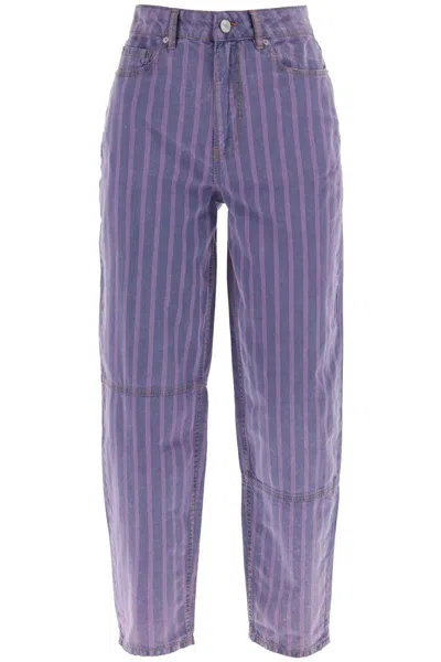 Shop Ganni Striped Starry Jeans In Purple