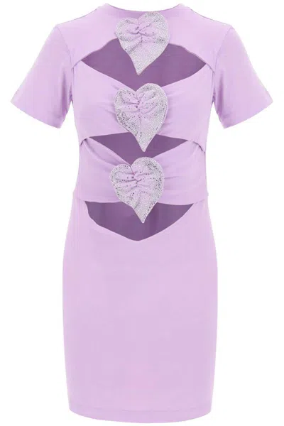 Shop Giuseppe Di Morabito Mini Cut-out Dress With Applied Anthur In Pink