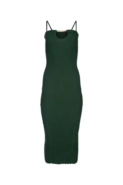 Shop Jacquemus Green 'la Robe Sierra' Midi Dress In Viscose Woman
