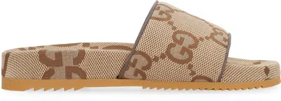 Shop Gucci Maxi Gg Fabric Slides In Camel