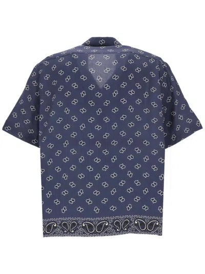 Shop Palm Angels Shirts In Navy Blue Navy Bl
