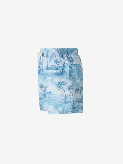 Shop Palm Angels Sunset Print Costume Clothing In Blue
