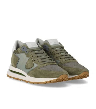 Shop Philippe Model Nylon And Suede Sneakers In Vert